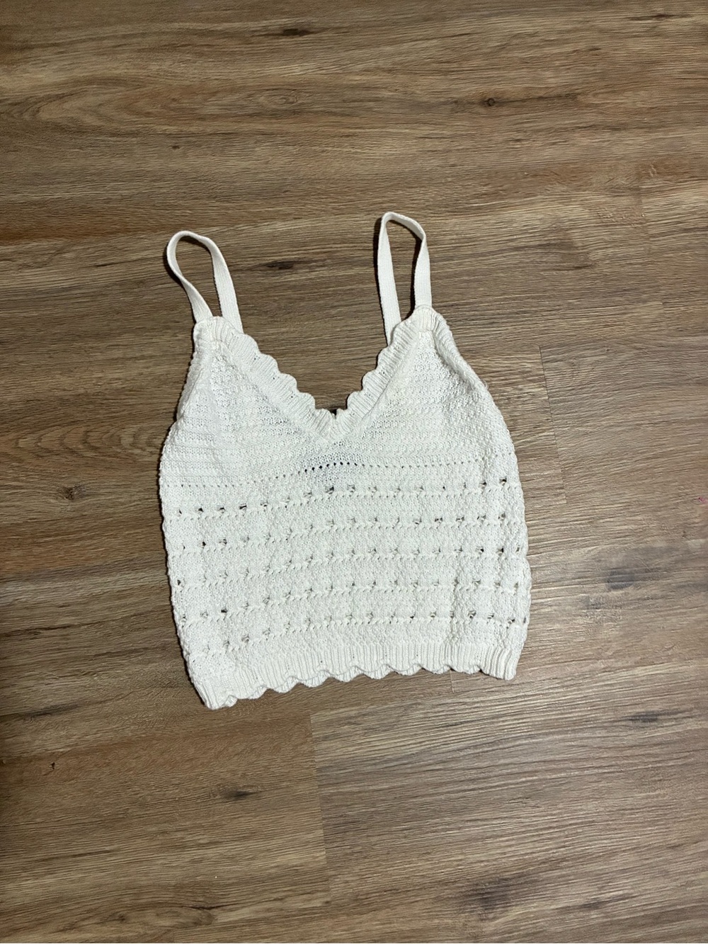Streetwear Society White Crochet Knit Scallop Cami